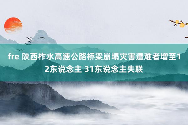 fre 陕西柞水高速公路桥梁崩塌灾害遭难者增至12东说念主 31东说念主失联