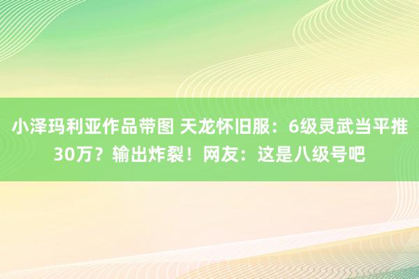 小泽玛利亚作品带图 天龙怀旧服：6级灵武当平推30万？输出炸裂！网友：这是八级号吧