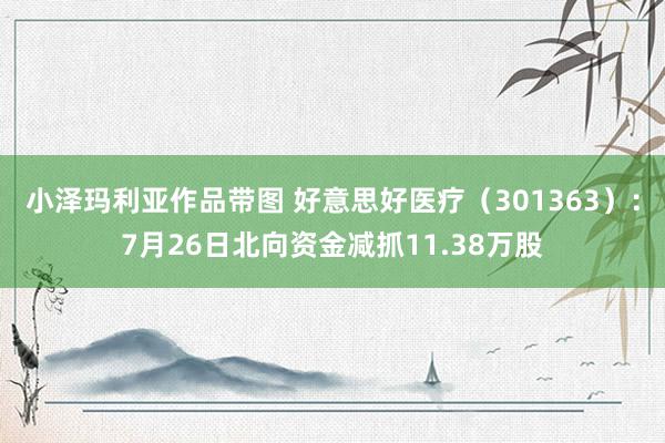 小泽玛利亚作品带图 好意思好医疗（301363）：7月26日北向资金减抓11.38万股