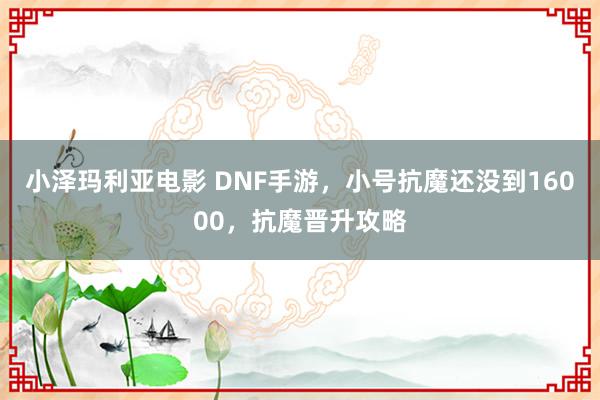 小泽玛利亚电影 DNF手游，小号抗魔还没到16000，抗魔晋升攻略