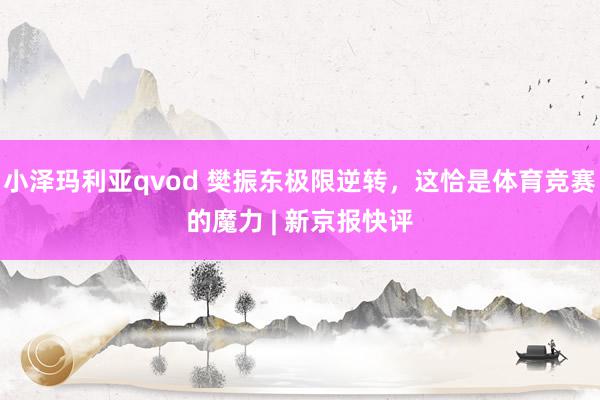 小泽玛利亚qvod 樊振东极限逆转，这恰是体育竞赛的魔力 | 新京报快评