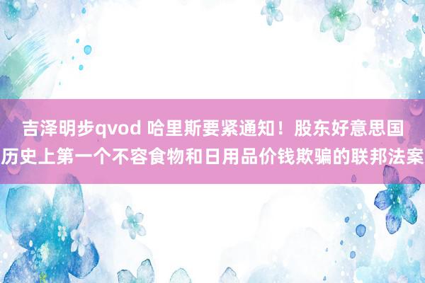 吉泽明步qvod 哈里斯要紧通知！股东好意思国历史上第一个不容食物和日用品价钱欺骗的联邦法案