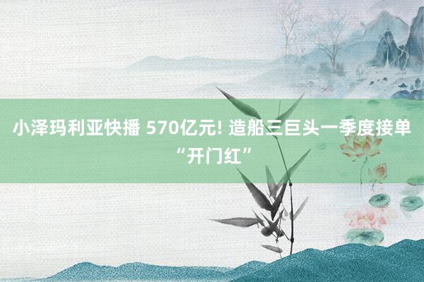 小泽玛利亚快播 570亿元! 造船三巨头一季度接单“开门红”
